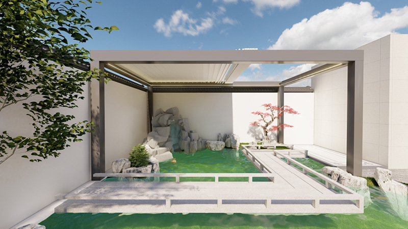 Estructura blanca lamas efecto madera