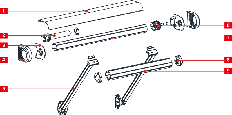Toldo de ventana C104 Diagrama de piezas explosionadas