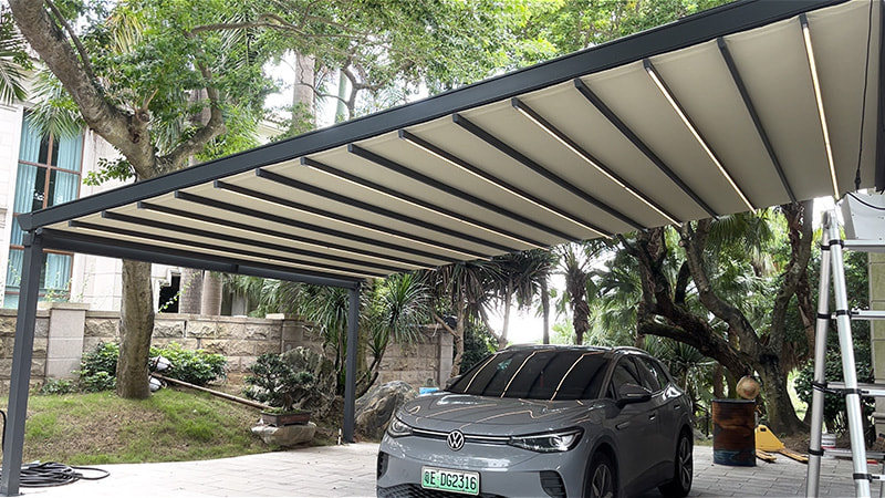 Dongguan retractable awning in the garden parking lot