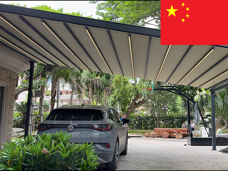 Dongguan retractable awning in the garden parking lot