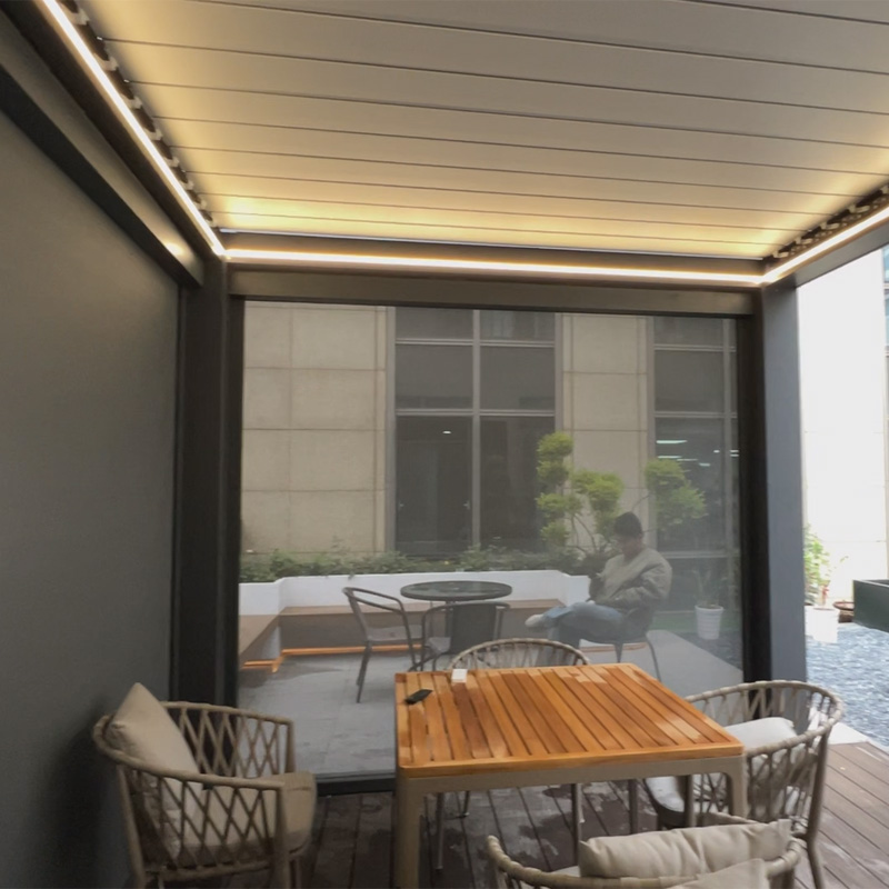 Pergola Flip-top et pliable pour terrasses de bureaux à Hangzhou