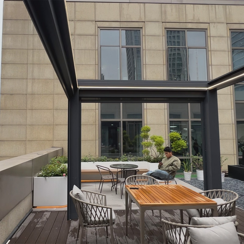 Pergola Flip-top et pliable pour terrasses de bureaux à Hangzhou