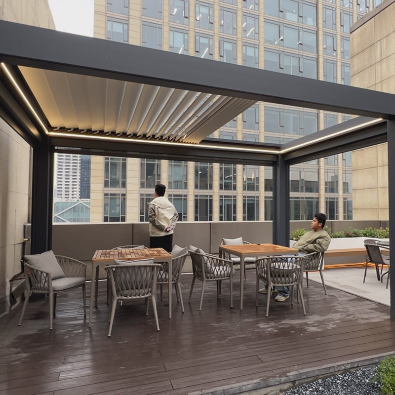 Pergola Flip-top et pliable pour terrasses de bureaux à Hangzhou